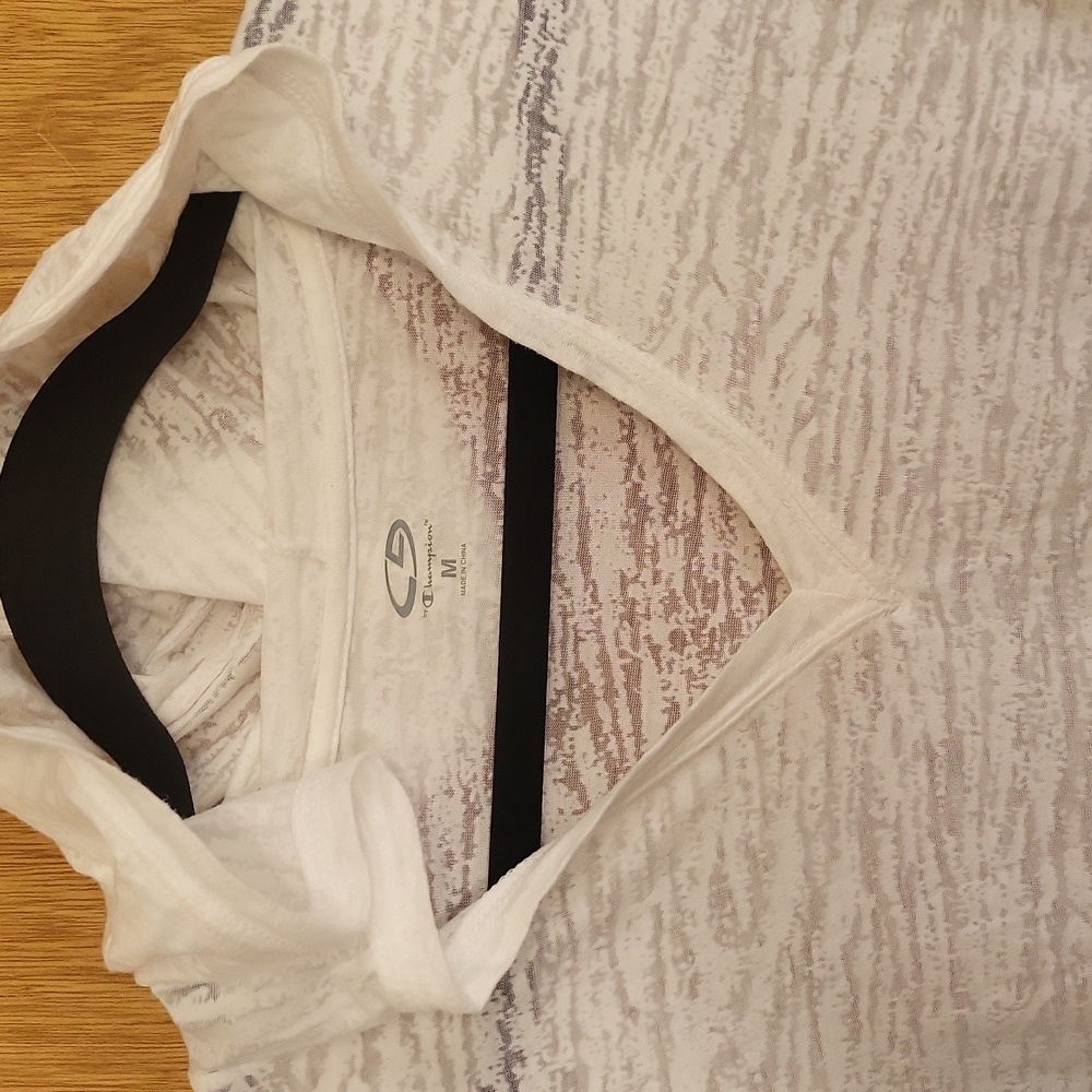 Champion White Hooded Long Sleeve Top Sheer Cover Up Top. Medium - Picture 8 of 15